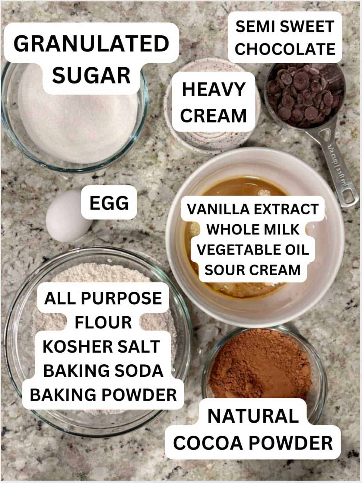 Ingredients for the cake out on the counter before being used.